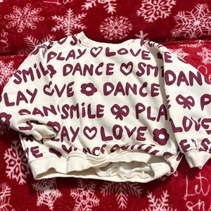 Zara Kids Cream and Red Graphic Sweater